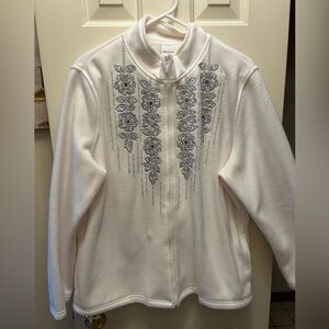 Alfred Dunner White Zip-Up Jacket